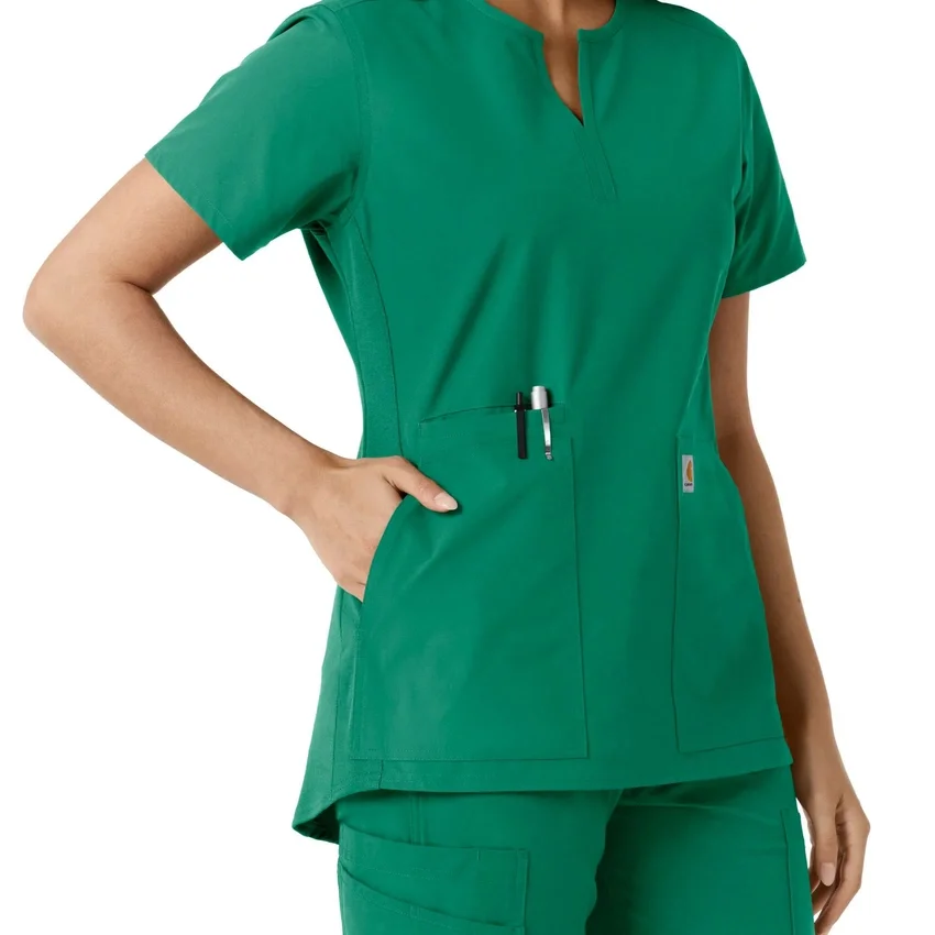 Blusa médica de mujer Force Essentials con cuello en V y paneles de punto