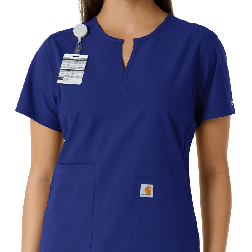 Blusa médica de mujer Force Essentials con cuello en V y paneles de punto
