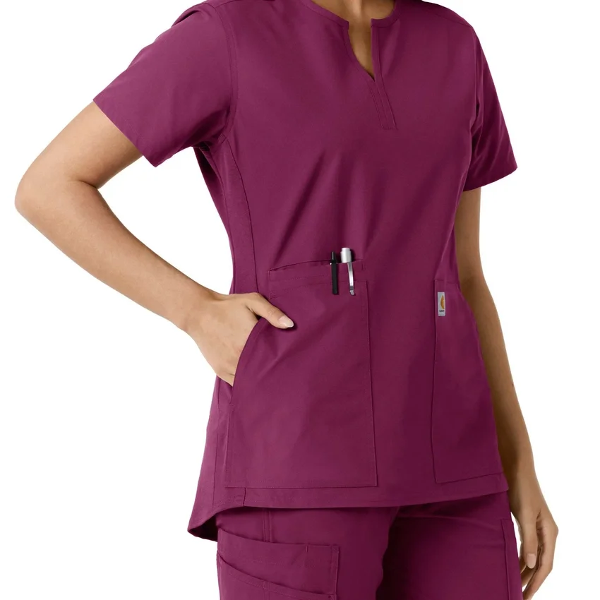 Blusa médica de mujer Force Essentials con cuello en V y paneles de punto