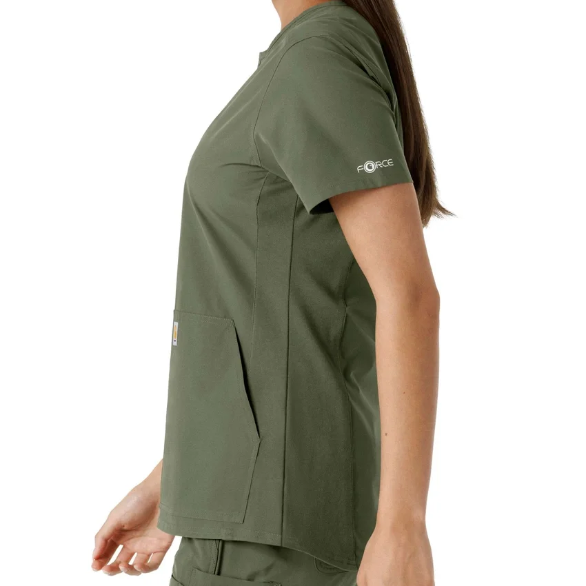 Blusa médica de mujer Force Essentials con cuello en V y paneles de punto