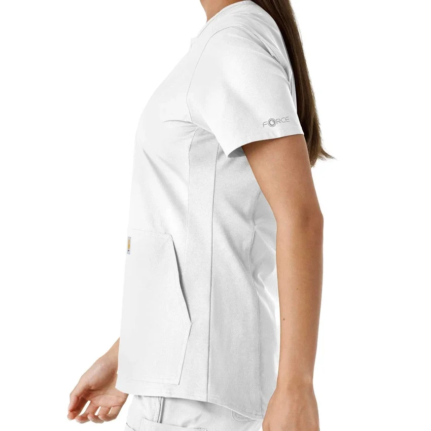 Blusa médica de mujer Force Essentials con cuello en V y paneles de punto
