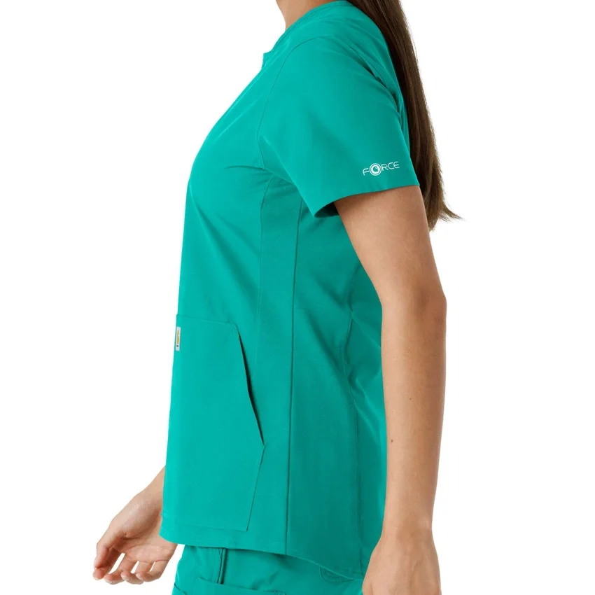 Blusa médica de mujer Force Essentials con cuello en V y paneles de punto
