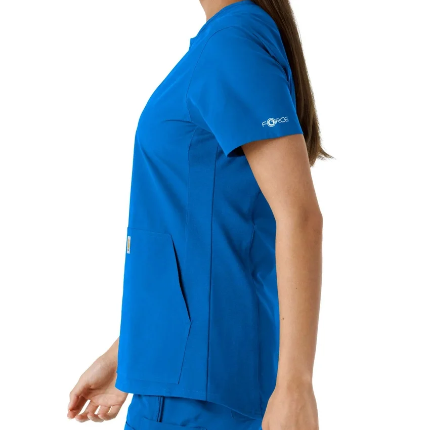 Blusa médica de mujer Force Essentials con cuello en V y paneles de punto