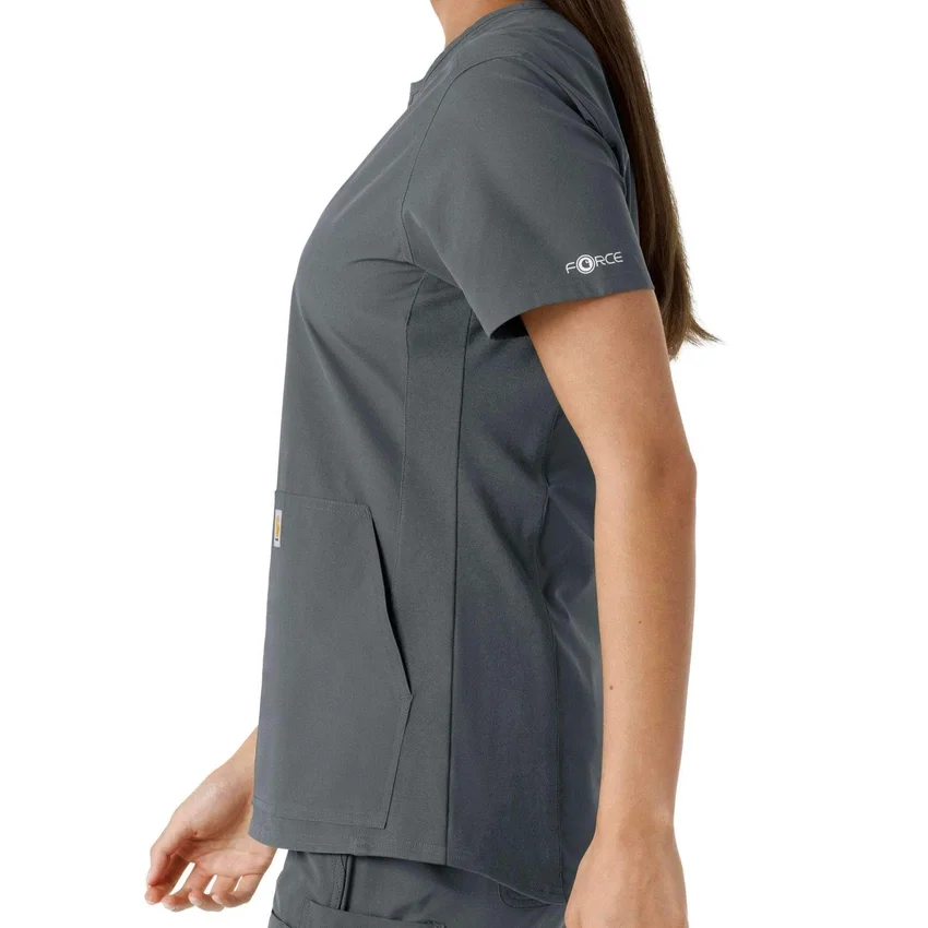 Blusa médica de mujer Force Essentials con cuello en V y paneles de punto