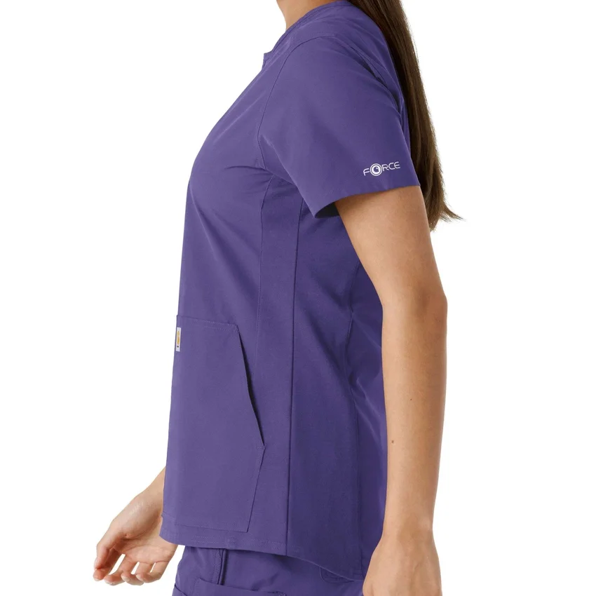 Blusa médica de mujer Force Essentials con cuello en V y paneles de punto