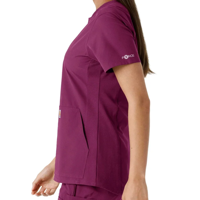Blusa médica de mujer Force Essentials con cuello en V y paneles de punto