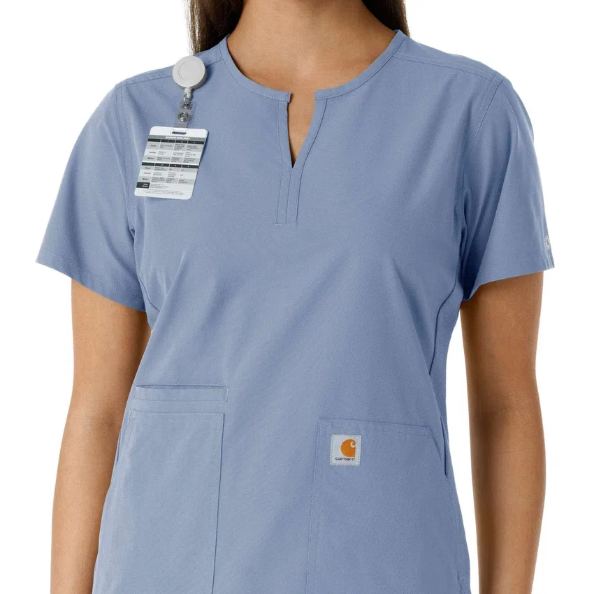 Blusa médica de mujer Force Essentials con cuello en V y paneles de punto