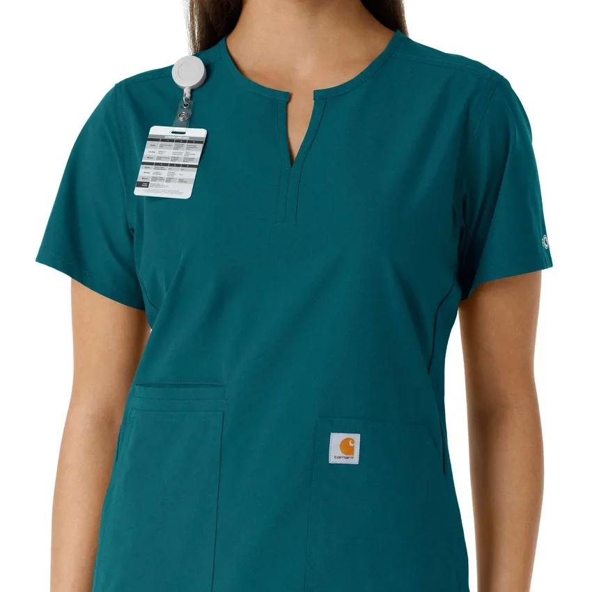 Blusa médica de mujer Force Essentials con cuello en V y paneles de punto