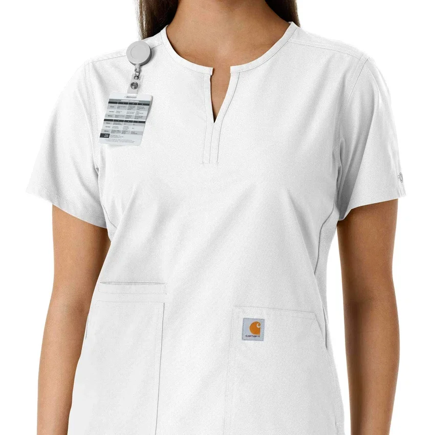 Blusa médica de mujer Force Essentials con cuello en V y paneles de punto