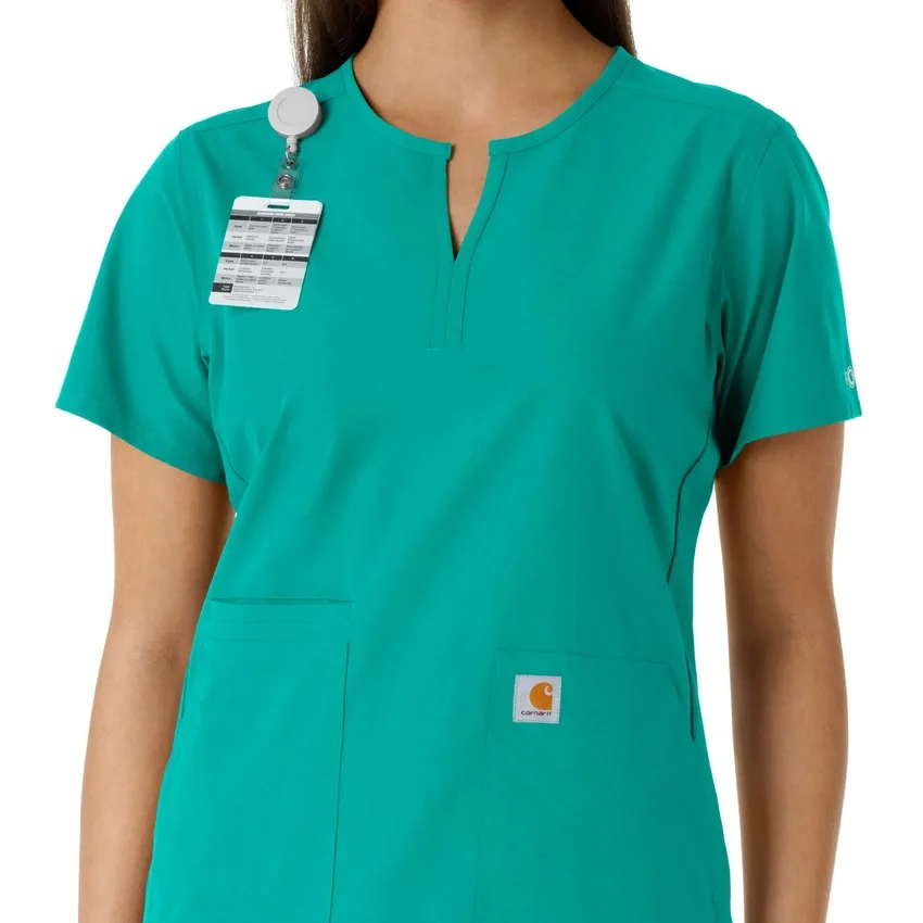 Blusa médica de mujer Force Essentials con cuello en V y paneles de punto