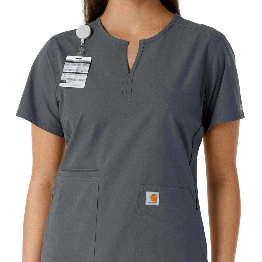 Blusa médica de mujer Force Essentials con cuello en V y paneles de punto