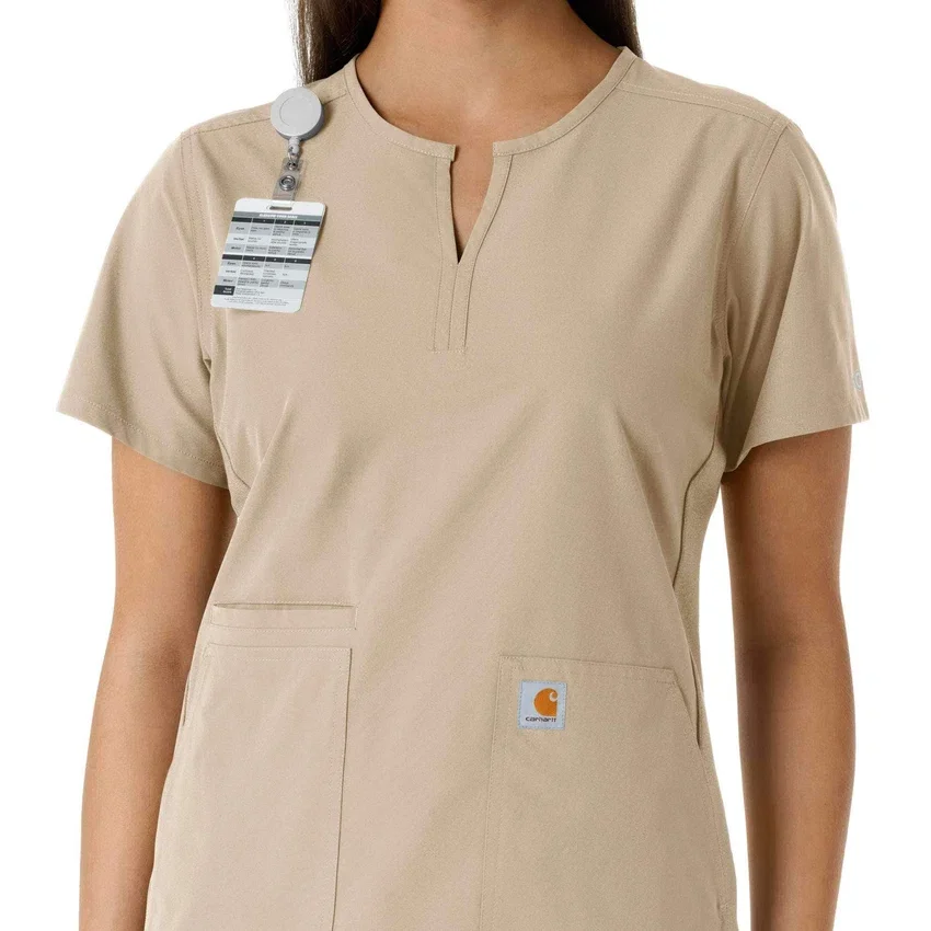 Blusa médica de mujer Force Essentials con cuello en V y paneles de punto