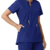 Blusa médica de mujer Force Essentials con cuello en V y paneles de punto