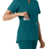 Blusa médica de mujer Force Essentials con cuello en V y paneles de punto