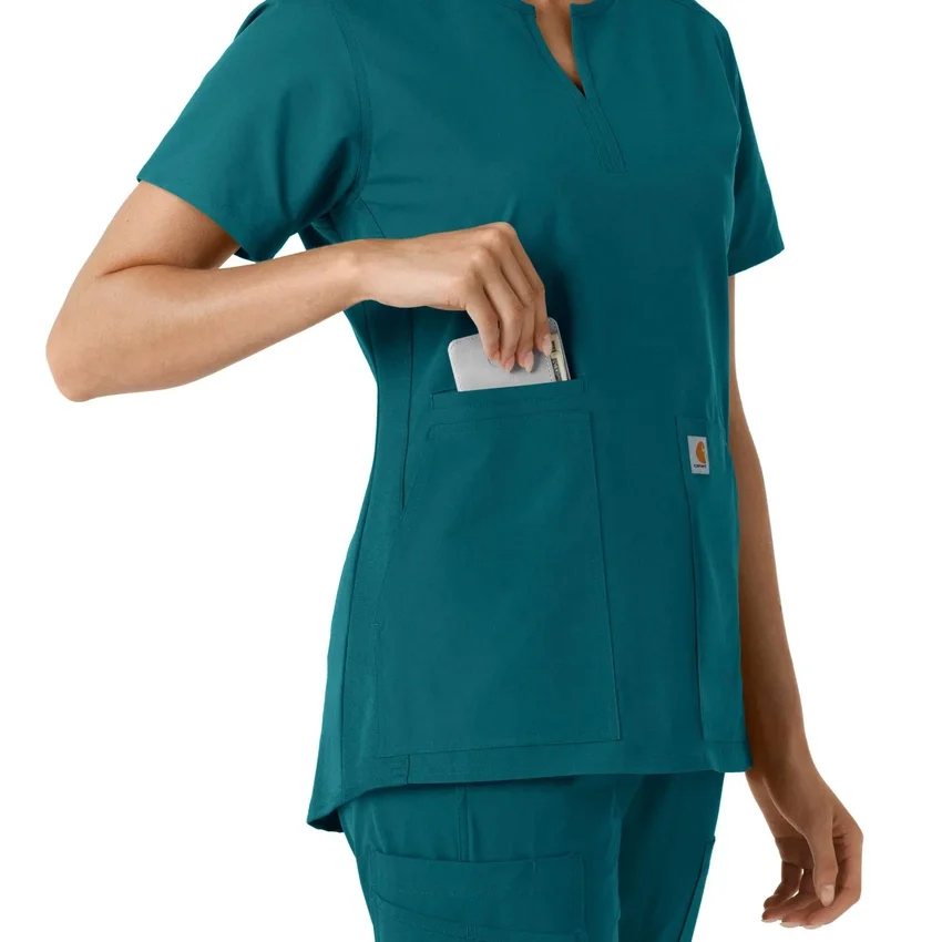Blusa médica de mujer Force Essentials con cuello en V y paneles de punto
