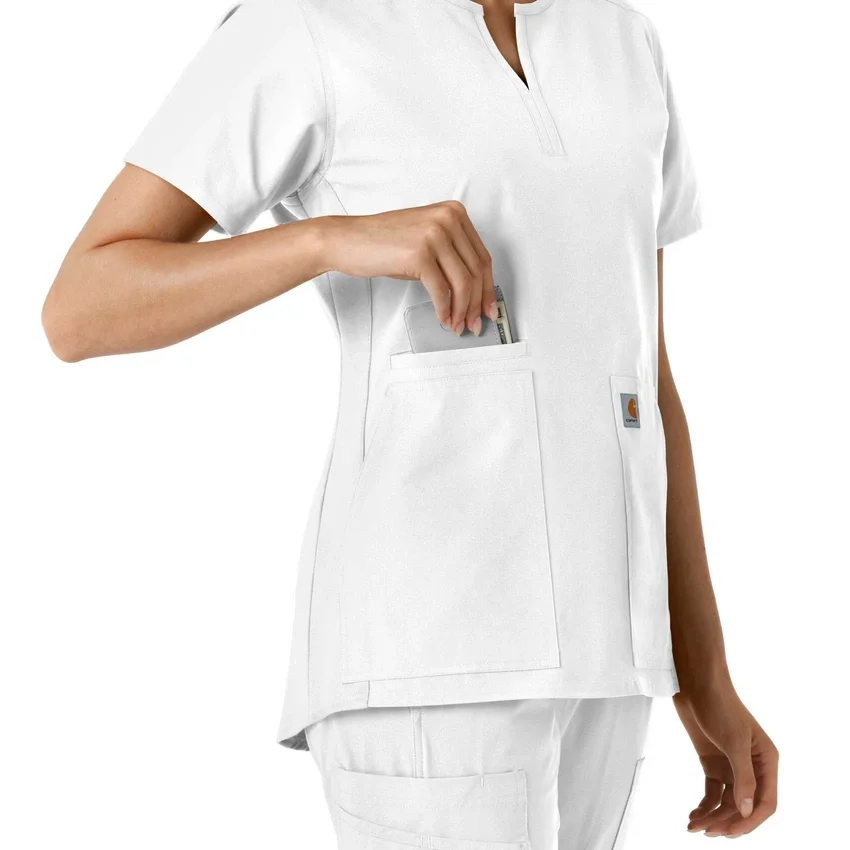 Blusa médica de mujer Force Essentials con cuello en V y paneles de punto