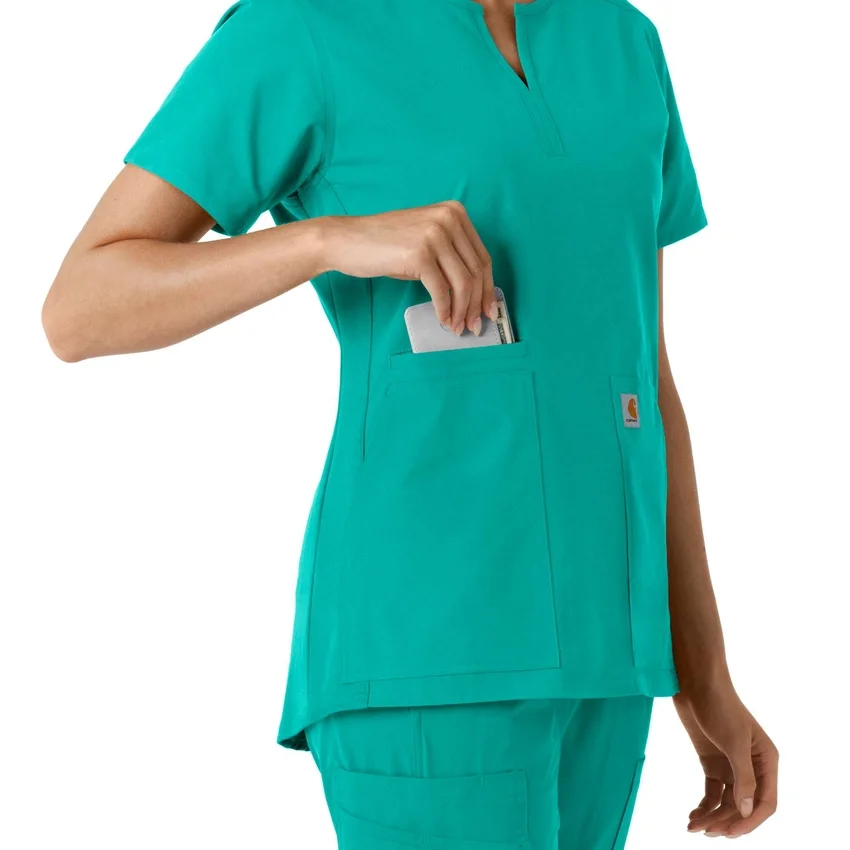 Blusa médica de mujer Force Essentials con cuello en V y paneles de punto