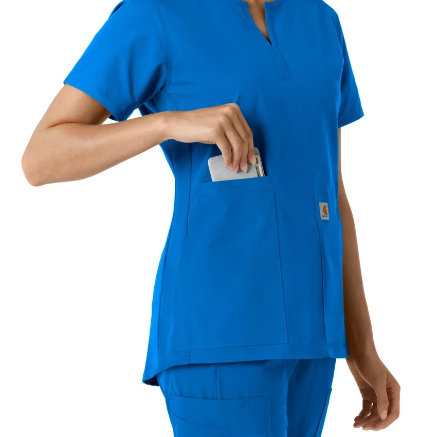 Blusa médica de mujer Force Essentials con cuello en V y paneles de punto
