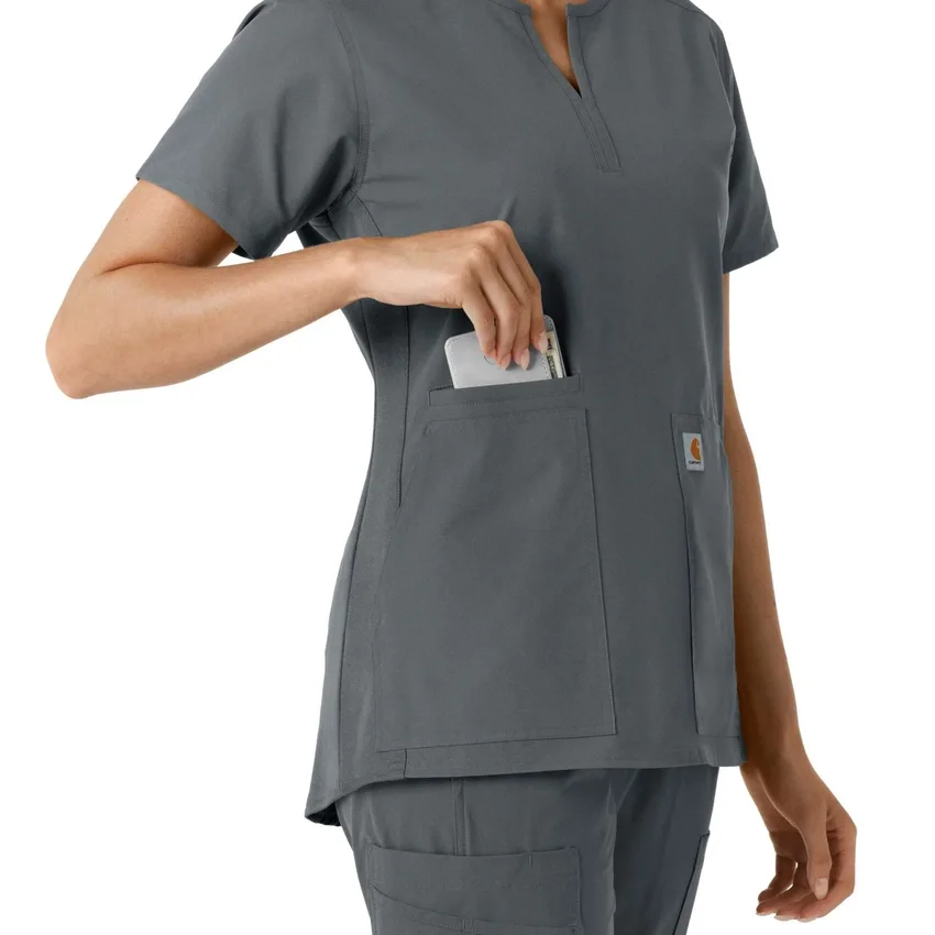 Blusa médica de mujer Force Essentials con cuello en V y paneles de punto