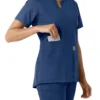 Blusa médica de mujer Force Essentials con cuello en V y paneles de punto