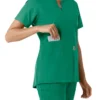 Blusa médica de mujer Force Essentials con cuello en V y paneles de punto