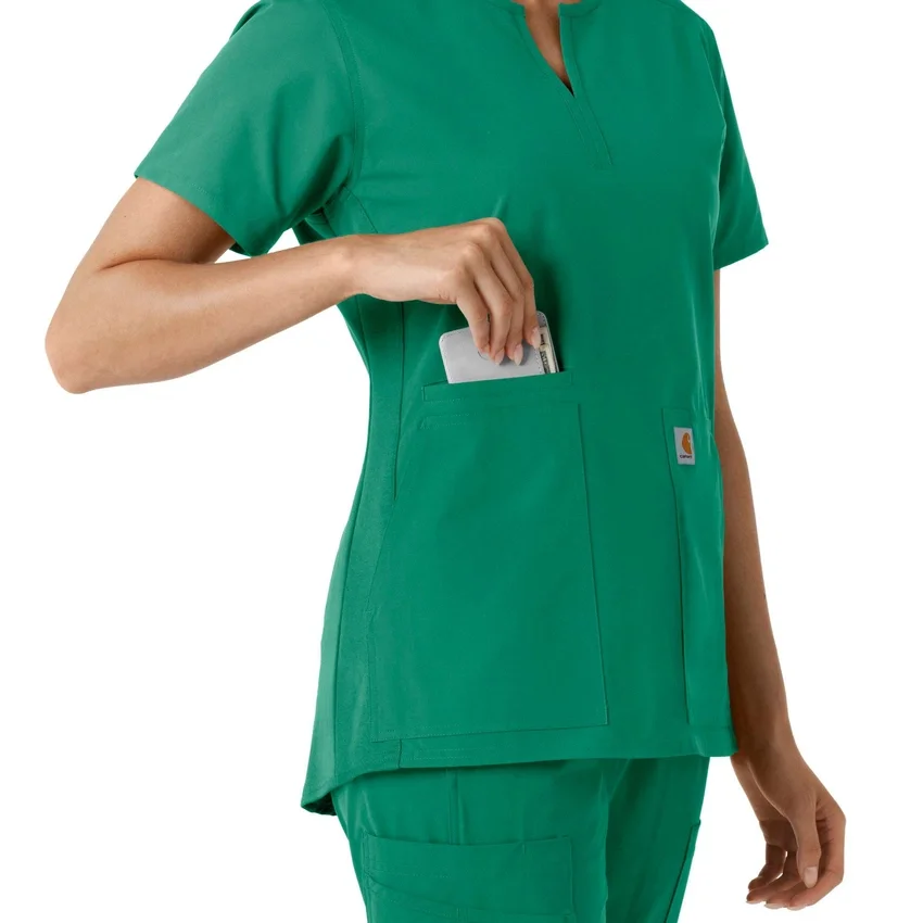 Blusa médica de mujer Force Essentials con cuello en V y paneles de punto