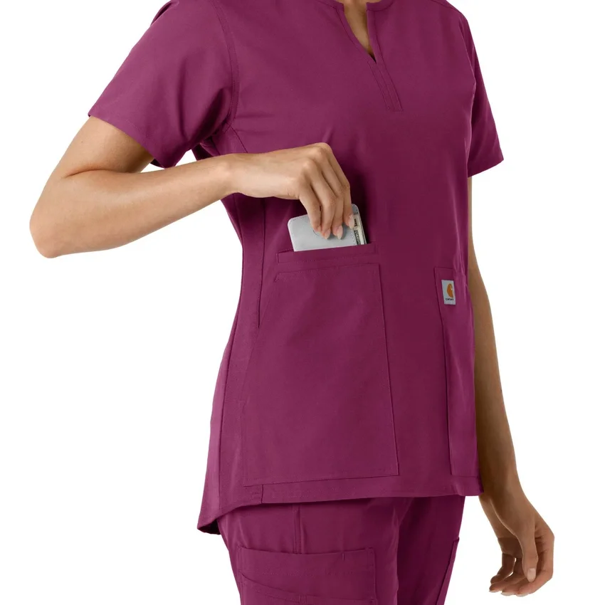 Blusa médica de mujer Force Essentials con cuello en V y paneles de punto