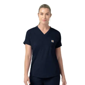 Blusa médica de punto con cuello en V Force Cross-Flex para mujer