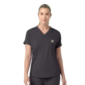 Blusa médica de punto con cuello en V Force Cross-Flex para mujer