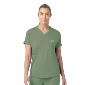 Blusa médica de punto con cuello en V Force Cross-Flex para mujer