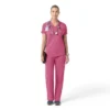 Blusa médica de punto con cuello en V Force Cross-Flex para mujer