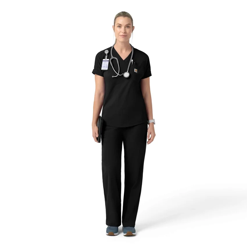 Blusa médica de punto con cuello en V Force Cross-Flex para mujer