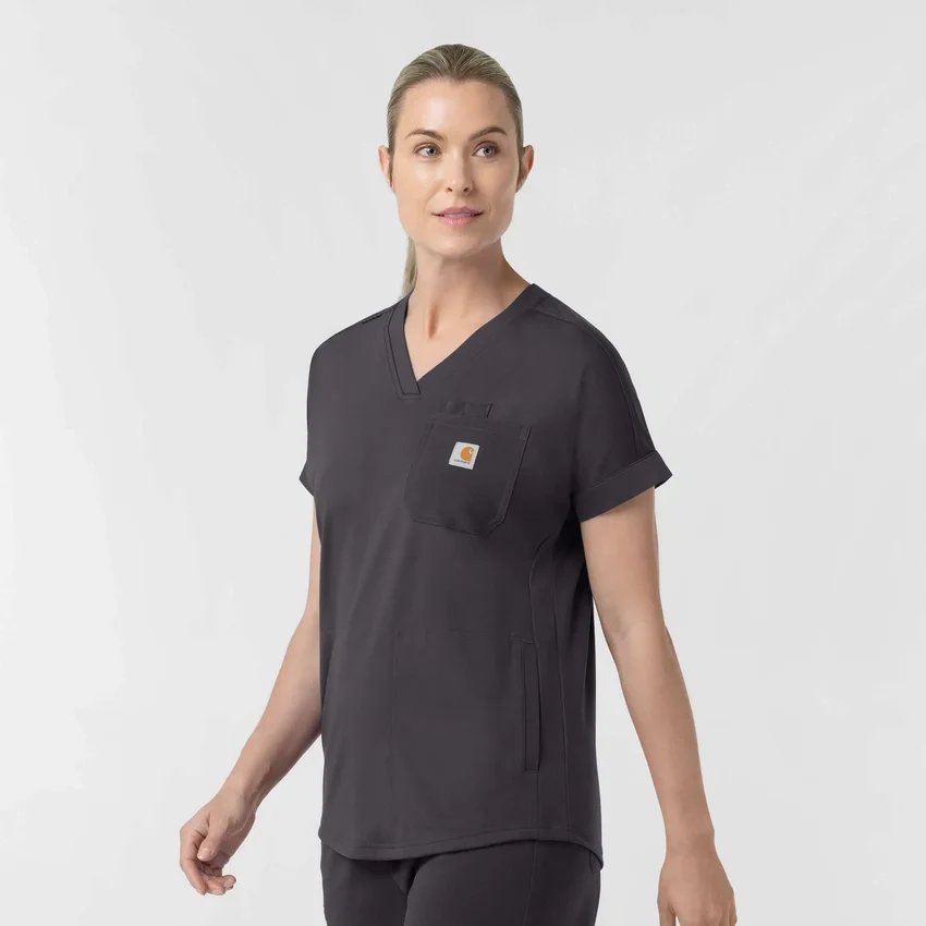 Blusa médica de punto con cuello en V Force Cross-Flex para mujer
