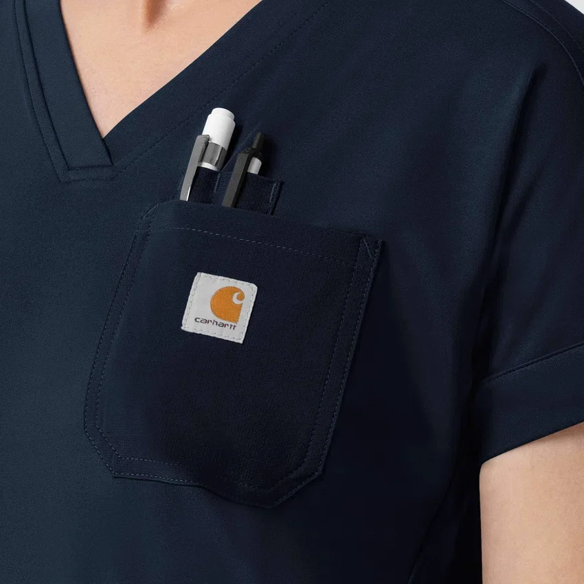 Blusa médica de punto con cuello en V Force Cross-Flex para mujer