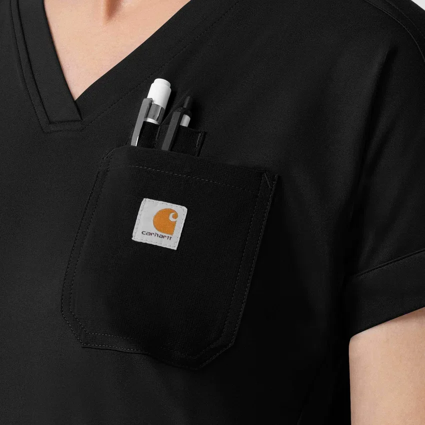 Blusa médica de punto con cuello en V Force Cross-Flex para mujer