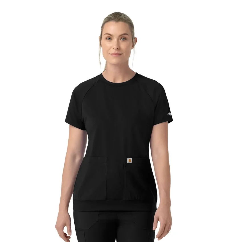 Blusa médica de punto con cuello redondo Force Cross-Flex para mujer