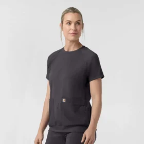 Blusa médica de punto con cuello redondo Force Cross-Flex para mujer