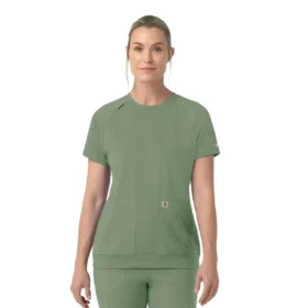 Blusa médica de punto con cuello redondo Force Cross-Flex para mujer