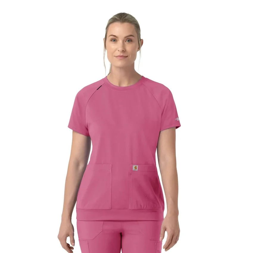 Blusa médica de punto con cuello redondo Force Cross-Flex para mujer