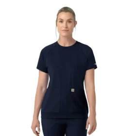 Blusa médica de punto con cuello redondo Force Cross-Flex para mujer