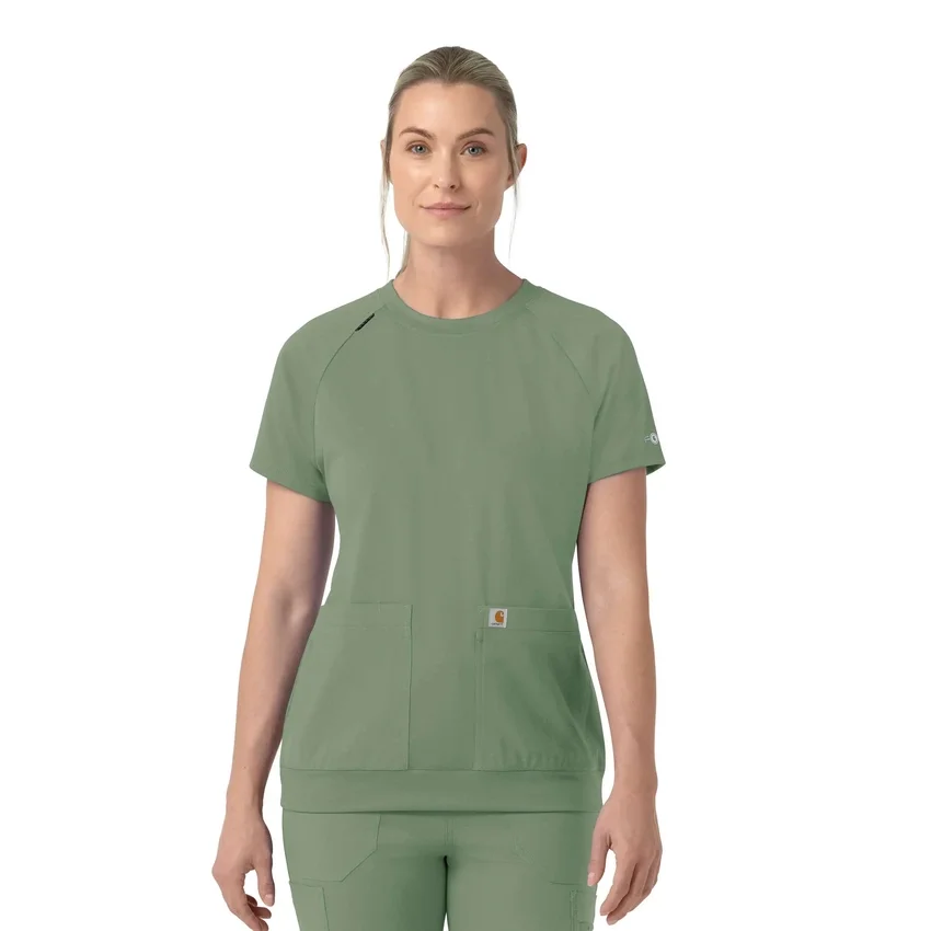 Blusa médica de punto con cuello redondo Force Cross-Flex para mujer