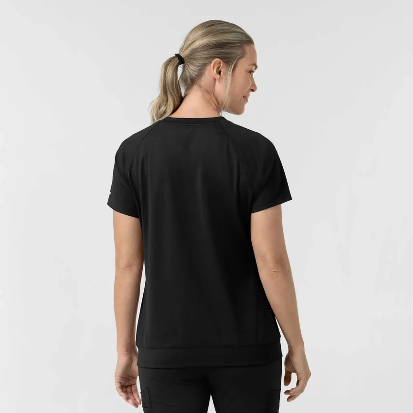 Blusa médica de punto con cuello redondo Force Cross-Flex para mujer
