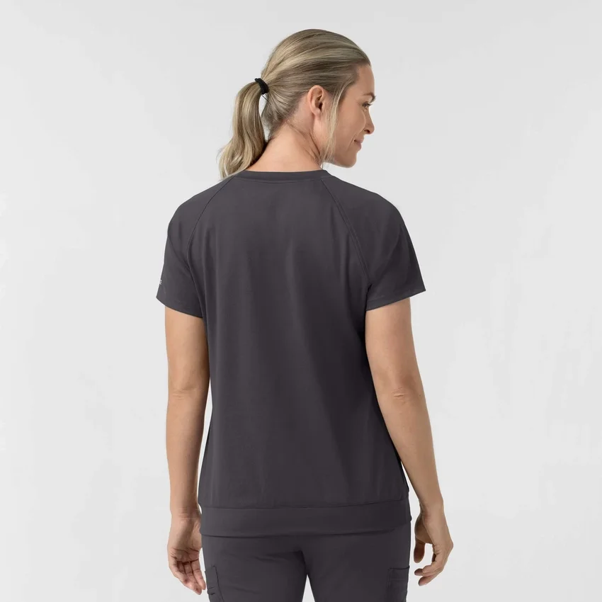 Blusa médica de punto con cuello redondo Force Cross-Flex para mujer