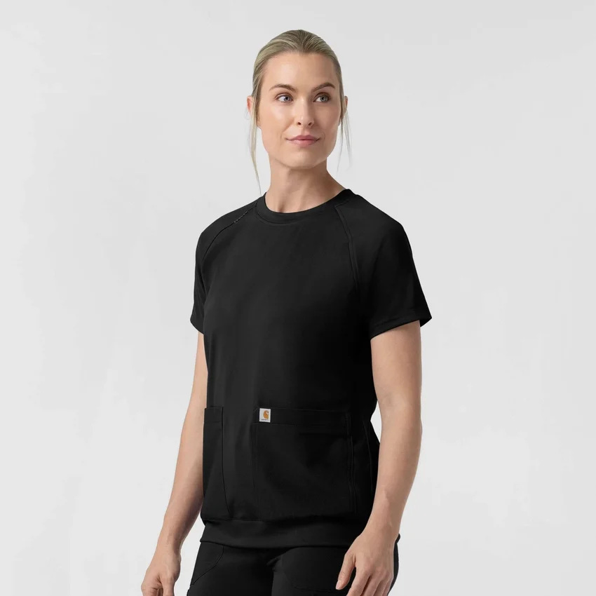Blusa médica de punto con cuello redondo Force Cross-Flex para mujer