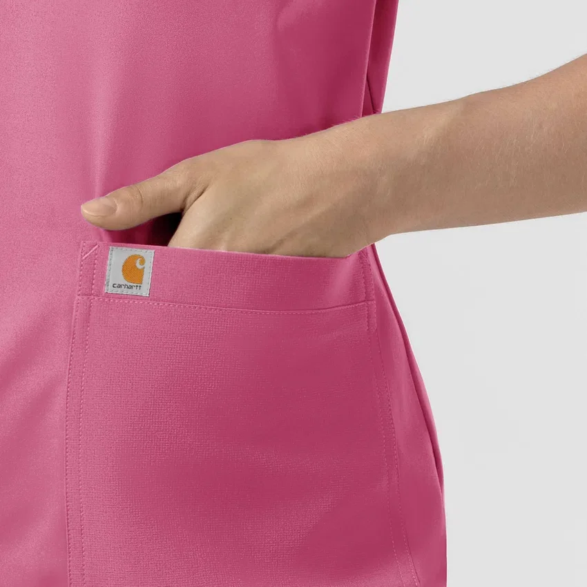 Blusa médica de punto con cuello redondo Force Cross-Flex para mujer