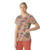 Blusa médica estampada con cuello en V Cross-Flex para mujer