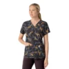 Blusa médica estampada con cuello en V Cross-Flex para mujer