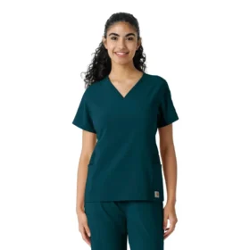 Blusa médica Force Cross-Flex con paneles de punto para mujer