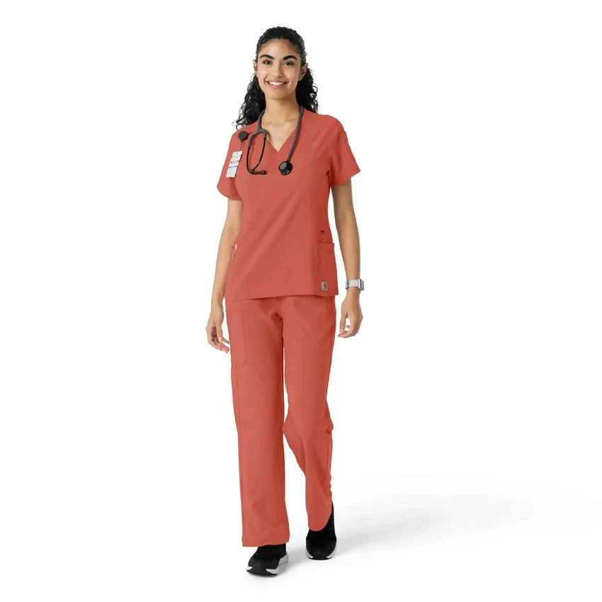 Blusa médica Force Cross-Flex con paneles de punto para mujer