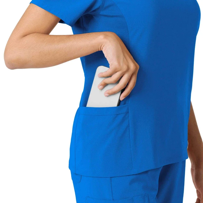 Blusa médica Force Cross-Flex con paneles de punto para mujer